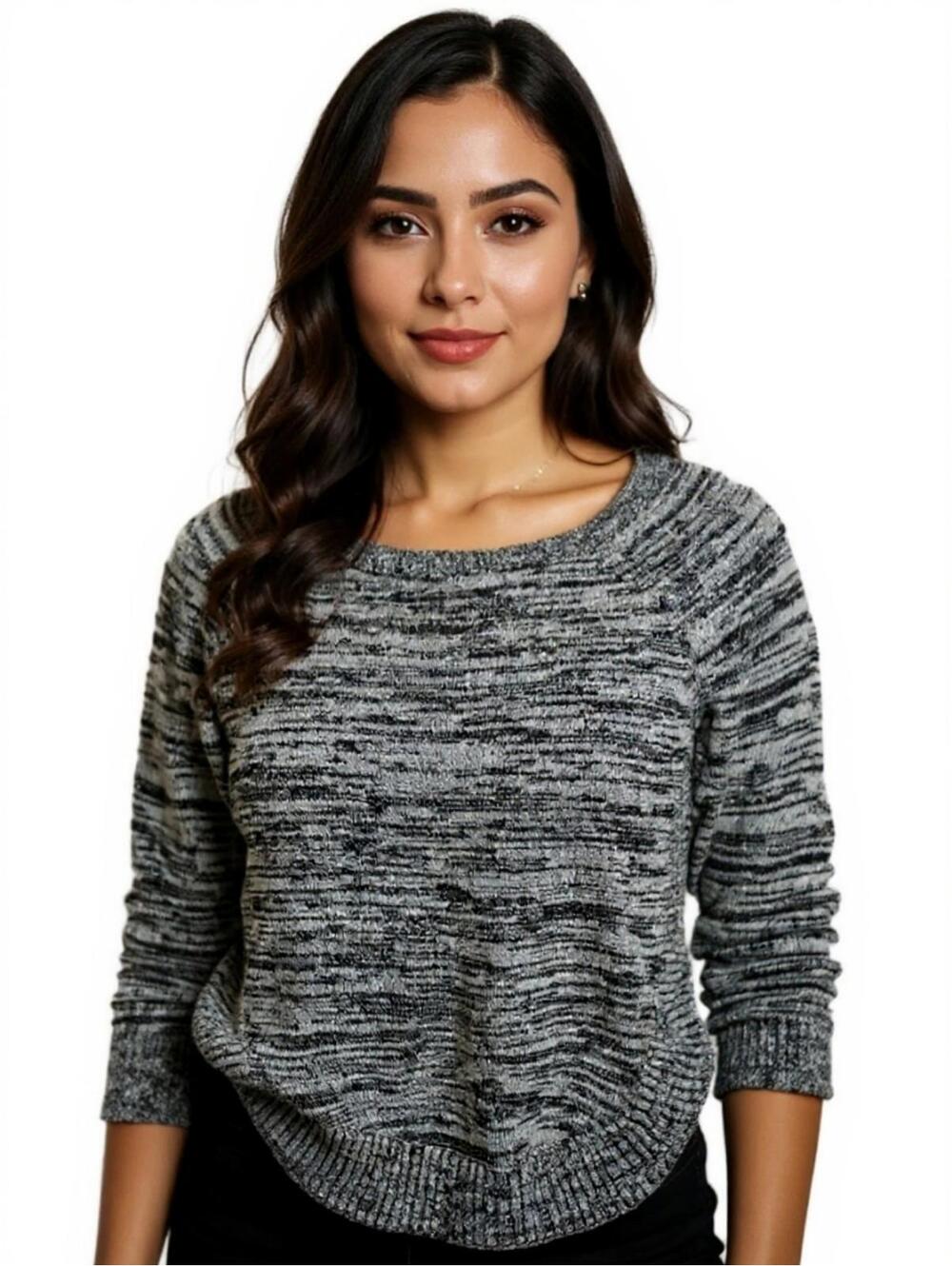 Express Womens Wool Mohair Blend 1/2 Sleeve Round Bottom Gray Blended Sweater XS